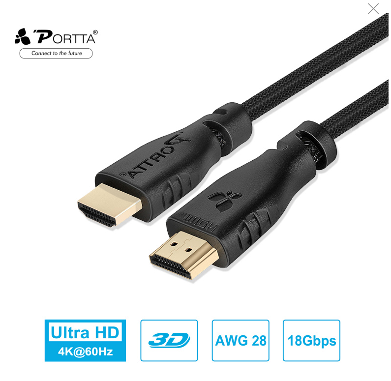 Portta V2.0 HDMI cable 4K@60Hz HDMI 連接線